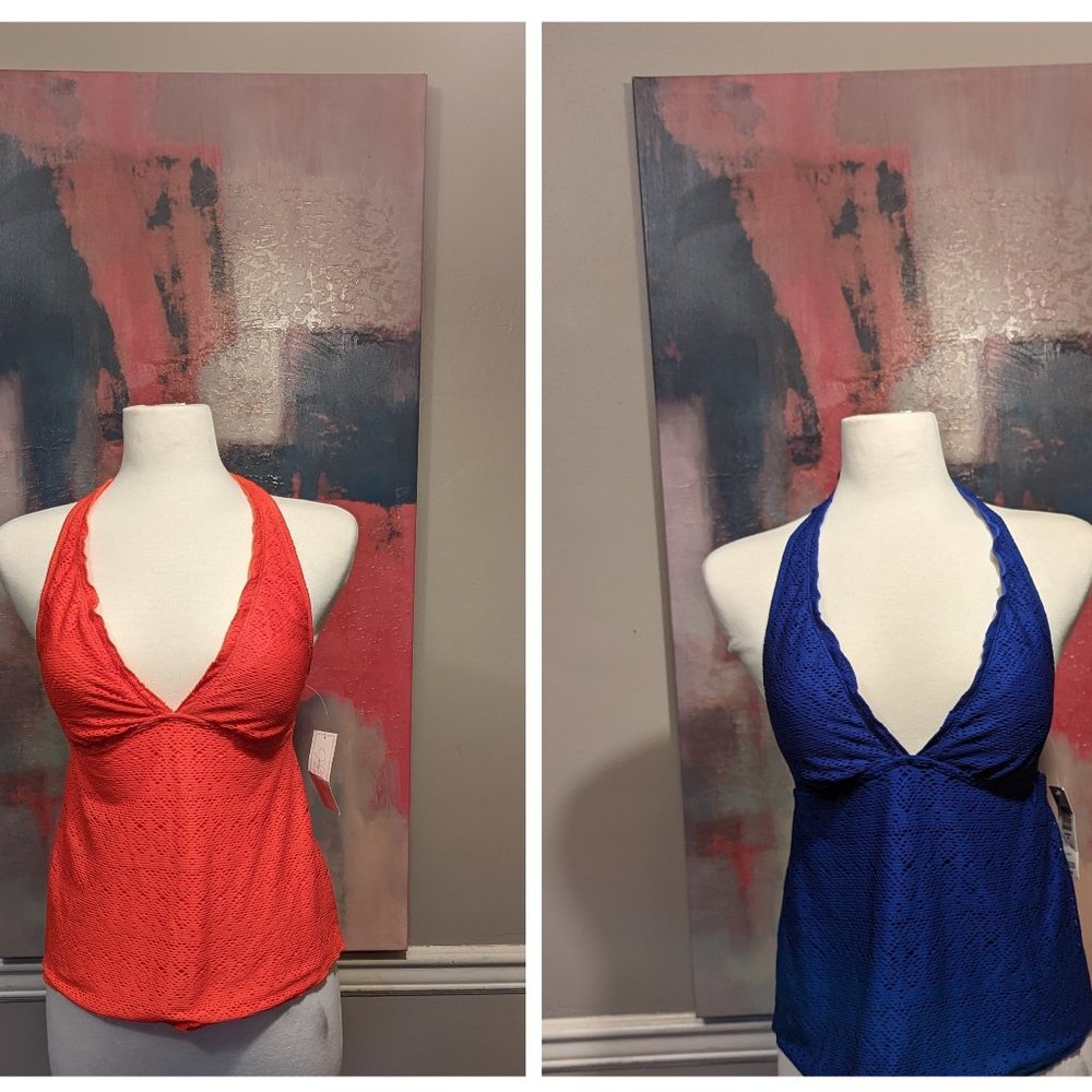 One Red Halter and One Blue Halter Jaclyn Smith Bathing Suit Top Bundle Size 8